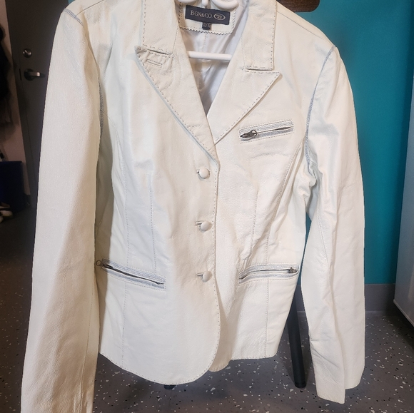 Women's XL Genuine White Leather Jacket - Picture 2 of 9